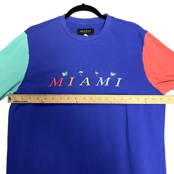 Pacsun's Men's Retro Miami Colorblock Crewneck Sweatshirt Size Small - Picture 4 of 6